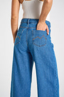 CALÇA JEANS WIDE LEG C4 BLUE WASH